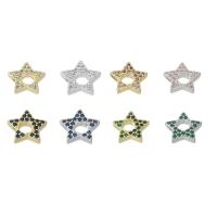 Cubic Zirconia Micro Pave Brass Pendant, Star, plated, micro pave cubic zirconia, more colors for choice, 13x12x3mm, Sold By PC