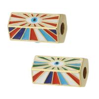 Brass Tube Beads, gold color plated, evil eye pattern & enamel, more colors for choice, 17x10x10mm, Hole:Approx 4mm, Sold By PC
