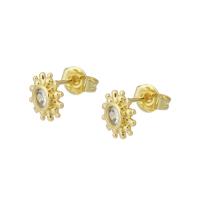 Boucles d'oreilles en laiton zircon cubique pavent, Placage de couleur d'or, pavé de micro zircon & pour femme, 8x8x12mm, Vendu par paire