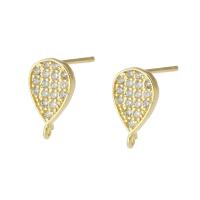 Brass Earring Drop Component, gold color plated, micro pave cubic zirconia & for woman, 7x12x14mm, Sold By Pair