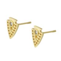 Cubic Zirconia Micro Pave Brass Earring, gold color plated, micro pave cubic zirconia & for woman, 7x10x13mm, Sold By Pair