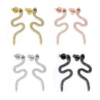 Cubic Zirconia Micro Pave Brass Earring Snake plated micro pave cubic zirconia & for woman Sold By Pair