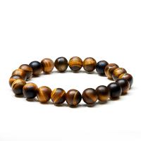 Natural Tiger Eye Bracelets, polished, for man, mixed colors, 8mm, Approx 21PCs/Strand, Sold Per Approx 19 cm Strand