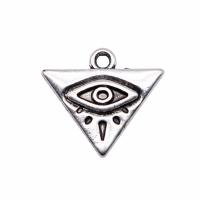 Tibetan Style Pendants, Triangle, plated, with eye pattern, more colors for choice, 14x13mm, Sold By PC