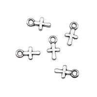 Tibetan Style Cross Pendants, plated, silver color, 10x6mm, Sold By PC