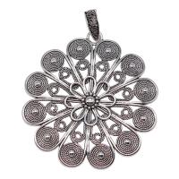 Tibetan Style Pendants, plated, filigree, silver color, 75x61mm, Sold By PC
