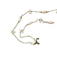 Natürliche Süßwasserperlen Halskette, Natürliche kultivierte Süßwasserperlen, mit Zinklegierung, für Frau, gemischte Farben, 9-10mm, Länge ca. 45 cm, verkauft von PC