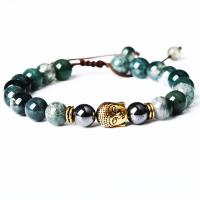 Moss Agate Bracelet, with Tibetan Style, Unisex, mixed colors, 8mm, Length:Approx 19 cm, Sold By PC