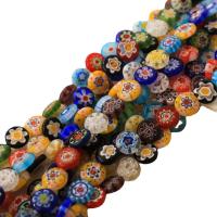 Perles de Murano Millefiori Slice  , Millefiori Lampwork, Plat rond, DIY, couleurs mélangées, Vendu par Environ 38 cm brin