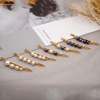 Hair Slide Brass with Freshwater Pearl gold color plated fashion jewelry & for woman 60mm Sold By PC