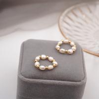 Sladkovodní Pearl prst prsten, Mosaz, s Sladkovodní Pearl, módní šperky & pro ženy, zlatý, Vnitřní průměr:Cca 17mm, Prodáno By PC
