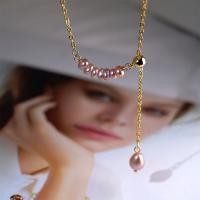 Collier de chaîne en laiton de perles d'eau douce, avec perle d'eau douce cultivée, avec 3.15 chaînes de rallonge, Plaqué d'or, bijoux de mode & pour femme, plus de couleurs à choisir, Longueur 38 cm, Vendu par PC