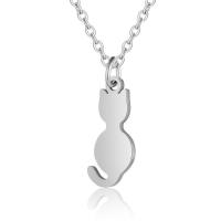 Edelstahl Schmuck Halskette, 201 Edelstahl, Katze, Modeschmuck & unisex, keine, 21x8mm, Länge:40 cm, 5PCs/Tasche, verkauft von Tasche