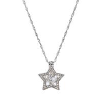 Collar de Aleación de Zinc, Estrella, chapado en color de platina, para mujer & con diamantes de imitación & hueco, libre de níquel, plomo & cadmio, longitud:aproximado 17.7 Inch, Vendido por UD