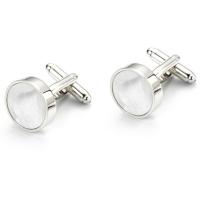 Cufflinks Brass with Shell Round silver color plated for man nickel lead & cadmium free 16mm Sold By Lot