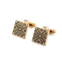 Cufflinks Brass Square gold color plated with flower pattern & for man nickel lead & cadmium free Sold By Lot