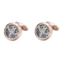 Cufflinks, Brass, Round, rose gold color plated, for man, nickel, lead & cadmium free, 5Pairs/Lot, Sold By Lot