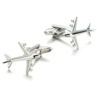 Cufflinks Brass Airplane silver color plated for man nickel lead & cadmium free Sold By Lot