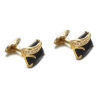 Cufflinks, Brass, Square, gold color plated, for man & with rhinestone, nickel, lead & cadmium free, 18x13mm, 5Pairs/Lot, Sold By Lot