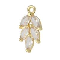 Cubic Zirconia Micro Pave Brass Pendant, gold color plated, micro pave cubic zirconia, 9x17x3mm, Hole:Approx 1mm, Sold By PC