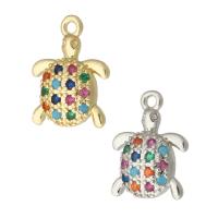 Cubic Zirconia Micro Pave Brass Pendant, Turtle, plated, micro pave cubic zirconia, more colors for choice, 10x14x3mm, Hole:Approx 1mm, Sold By PC