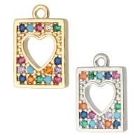 Cubic Zirconia Micro Pave Brass Pendant Rectangle plated micro pave cubic zirconia & hollow Approx 1mm Sold By PC