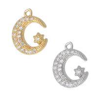 Cubic Zirconia Micro Pave Brass Pendant Moon and Star plated micro pave cubic zirconia Approx 1mm Sold By PC