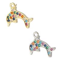 Cubic Zirconia Micro Pave Brass Pendant Dolphin plated micro pave cubic zirconia Approx 1mm Sold By PC