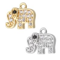 Cubic Zirconia Micro Pave Brass Pendant, Elephant, plated, micro pave cubic zirconia, more colors for choice, 12x10x2.50mm, Hole:Approx 1mm, Sold By PC