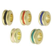 Brass Spacer Beads Round gold color plated enamel Sold By PC