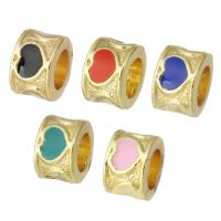 Entretoise de perles en laiton, pilier, Placage de couleur d'or, émail, plus de couleurs à choisir, 8x8x6mm, Vendu par PC