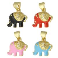 Bijoux pendentifs en laiton, éléphant, Placage de couleur d'or, émail, plus de couleurs à choisir, 6x6x3mm, Trou:Environ 3mm, Vendu par PC