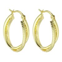 Brass Hoop Earring, gold color plated, for woman, 5x34x21mm, Sold By Pair