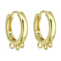 laiton Boucles d'oreilles pendantes Hoop Huggie, Placage de couleur d'or, 3x16x15mm, Trou:Environ 1.5mm, Vendu par paire