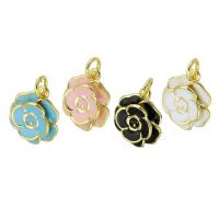 Brass Jewelry Pendants, Rose, gold color plated, enamel, more colors for choice, 15x17x4mm, Hole:Approx 4mm, Sold By PC