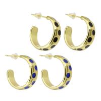 Brass Stud Earring, gold color plated, for woman & enamel, more colors for choice, 6x19mm, Sold By Pair