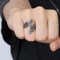 304 Stainless Steel Cuff Finger Ring, Feather, polished, Unisex & different size for choice, 27mm, Sold By PC