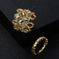 Cúbicos Circonia Micro Pave anillo de latón, metal, 18K chapado en oro, diferentes estilos para la opción & micro arcilla de zirconia cúbica & para mujer, libre de níquel, plomo & cadmio, 20mm, Vendido por UD