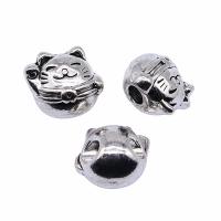 Zinc Alloy European Large Hole Beads Fortune Cat plated DIY silver color Sold By PC