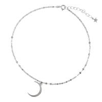 Brass Anklet real silver plated micro pave cubic zirconia & for woman silver color 14mm Length 25 cm Sold By PC