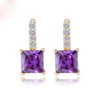 Cubic Zirconia Micro Pave Brass Earring micro pave cubic zirconia & for woman Sold By Pair