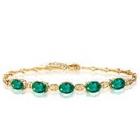 Brass Bracelet & Bangle, with Emerald, for woman, mixed colors, Length:19 cm, Sold By PC
