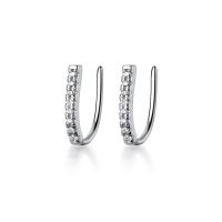 Brass Earring Cuff micro pave cubic zirconia & for woman silver color Sold By Pair