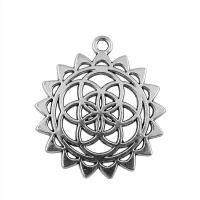 Tibetan Style Flower Pendants, antique silver color plated, vintage & Unisex & filigree & hollow, nickel, lead & cadmium free, 33x30mm, Sold By PC