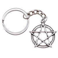 Tibetan Style Key Clasp, pentagram, plated, vintage & Unisex, more colors for choice, nickel, lead & cadmium free, 28mm, Sold By PC