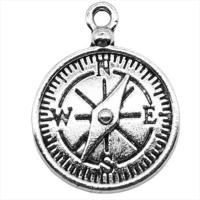 Zinc Alloy Pendants Compass antique silver color plated vintage & Unisex nickel lead & cadmium free Sold By PC