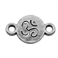 Tibetan Style Connector, Round, antique silver color plated, vintage & 1/1 loop, nickel, lead & cadmium free, 17x10mm, Sold By PC