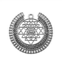 Tibetan Style Hollow Pendants, Round, antique silver color plated, vintage & Unisex, nickel, lead & cadmium free, 50x48mm, Sold By PC