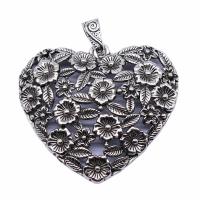 Tibetan Style Heart Pendants, antique silver color plated, vintage & Unisex & hollow, nickel, lead & cadmium free, 67x58mm, Sold By PC