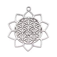Tibetan Style Flower Pendants, plated, vintage & Unisex & hollow, more colors for choice, nickel, lead & cadmium free, 48x42mm, Sold By PC